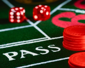 Dice and Poker Chips on Game Table