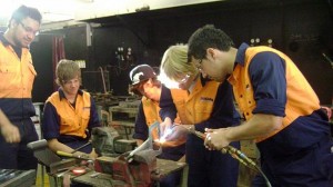 Apprentice trainees learning how to weld (Copyright: Adelaide Now)